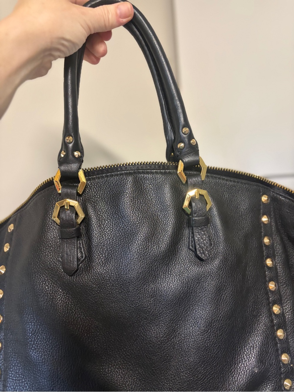 orYANY Black Pebbled Leather Shoulder Bag, Gold accents crossbody handbag - Picture 10 of 10